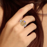Pentacle silver with 18k gold accents Ring with Gem MRI485