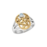 Pentacle silver with 18k gold accents Ring with Gem MRI485