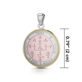 Sigil of the Archangel Uriel Small Sterling Silver with pink and Yellow Gold Plate Accent Pendant OPD4785