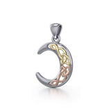 Celtic Moon Silver with 14K Yellow and Pink Gold Accent Pendant OTP2963