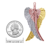 Large Angel Wing Pendant made from White, Yellow and Pink Gold RPD2933