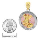 Saint Michael White, Yellow and Pink Gold Pendant RPD4564