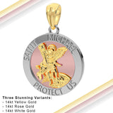 Saint Michael White, Yellow and Pink Gold Pendant RPD4564