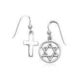 Cross and Star Of David Earrings TER203