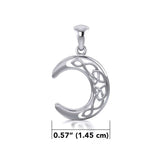 The Summon of the Crescent Moon Celtic Triquetra Sterling Silver Jewelry Pendant TP2963