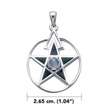 The Third Degree Pentacle Silver Pendant with Gemstone and Inlaid TP3115