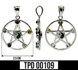 Pentacle Yin Yang Sterling Silver Pendant With Gems TPD109