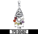 Celtic Knotwork Triquetra Sterling Silver Pendant with Chakra Gemstones TPD482