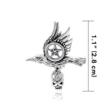 Raven Pentacle Skull Sterling Silver Pendant TPD3958