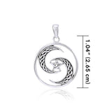Pentagram on Crescent Moon Sterling Silver Pendant TPD4237