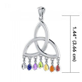 Celtic Triquetra Knot Silver Pendant with Chakra Gemstone TPD461