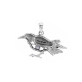 Mythical Raven with Gemstone Eye of Wisdom Sterling Silver Pendant TPD5254
