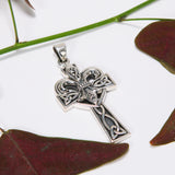 A powerful combination of Celtic elements ~ Sterling Silver Jewelry Pendant in Fleur-de-Lis and Celtic Cross TPD5994