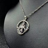 Claddagh and Celtic Crescent Moon with Heart Gemstone Silver Pendant TPD6130