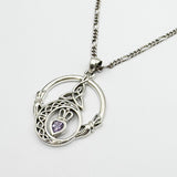 Claddagh and Celtic Crescent Moon with Heart Gemstone Silver Pendant TPD6130