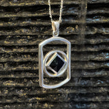 Rectangle Silver Pendant with Inlay Stone in NA Symbol Shape TPD6165