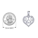 AA Recovery Symbol With Heart Sterling Silver Pendant TPD6350
