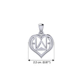 AA Recovery Symbol With Heart Sterling Silver Pendant TPD6350
