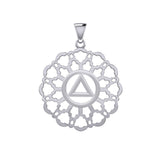 Rose Window with AA Symbol Sterling Silver Pendant TPD6377