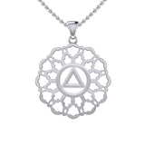 Rose Window with AA Symbol Sterling Silver Pendant TPD6377