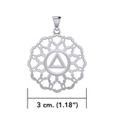 Rose Window with AA Symbol Sterling Silver Pendant TPD6377
