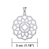 Rose Window with NA Symbol Sterling Silver Pendant TPD6380
