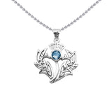 Celtic Thistle Sterling Silver Pendant with Gemstone TPD6394