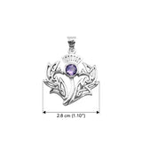 Celtic Thistle Sterling Silver Pendant with Gemstone TPD6394