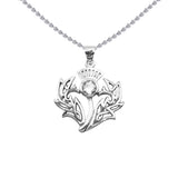 Celtic Thistle Sterling Silver Pendant with Gemstone TPD6394