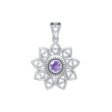 The Flower of Unity Sterling Silver Pendant with Gemstone TPD6420