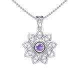 The Flower of Unity Sterling Silver Pendant with Gemstone TPD6420