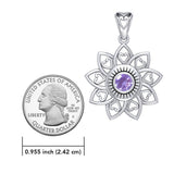 The Flower of Unity Sterling Silver Pendant with Gemstone TPD6420