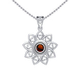 The Flower of Unity Sterling Silver Pendant with Gemstone TPD6420