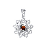 The Flower of Unity Sterling Silver Pendant with Gemstone TPD6420