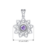 The Flower of Unity Sterling Silver Pendant with Gemstone TPD6420