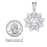 The Flower of Unity with AA Recovery Symbol Sterling Silver Pendant TPD6422