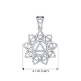 The Flower of Unity with AA Recovery Symbol Sterling Silver Pendant TPD6422