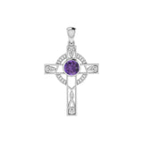 Modern Celtic Knot Cross Gem Silver Pendant TPD721