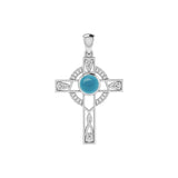 Modern Celtic Knot Cross Gem Silver Pendant TPD721