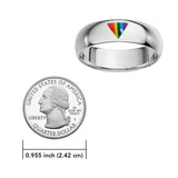 Rainbow Triangle Inlay Silver Band Ring TR1422