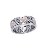 Celtic Hearts Spinner Ring with Inlay Stone TR3694