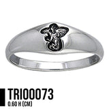 Engraved Dragon Sterling Silver Ring TRI073