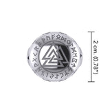 Norse Viking Valknut Silver Ring with Rune Symbols TRI2413