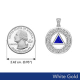 AA Recovery with Celtic Boarder 14K White Gold Pendant WPD3938