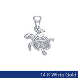 Sea Turtle with Pentacle 14K White Gold Pendant WPD5205