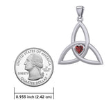 The Celtic Trinity Knot 14 Karat White Gold Pendant with Heart Gemstone WPD5342