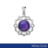 Chakra Solid White Gold Pendant with Large Stone WPD5687