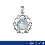 Chakra Solid White Gold Pendant with Large Stone WPD5687