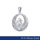 Celtic Phoenix 14K White Gold Pendant with Gemstone WPD5719