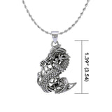 Dragon Clutching Moon ~ Sterling Silver Jewelry Pendant TP992